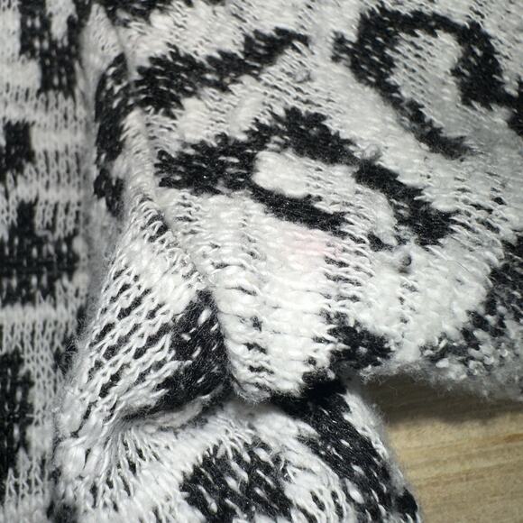 Bobeau Open Front Leopard Print Cardigan Sweater 2X Gray Black Knit Pockets - Picture 10 of 11
